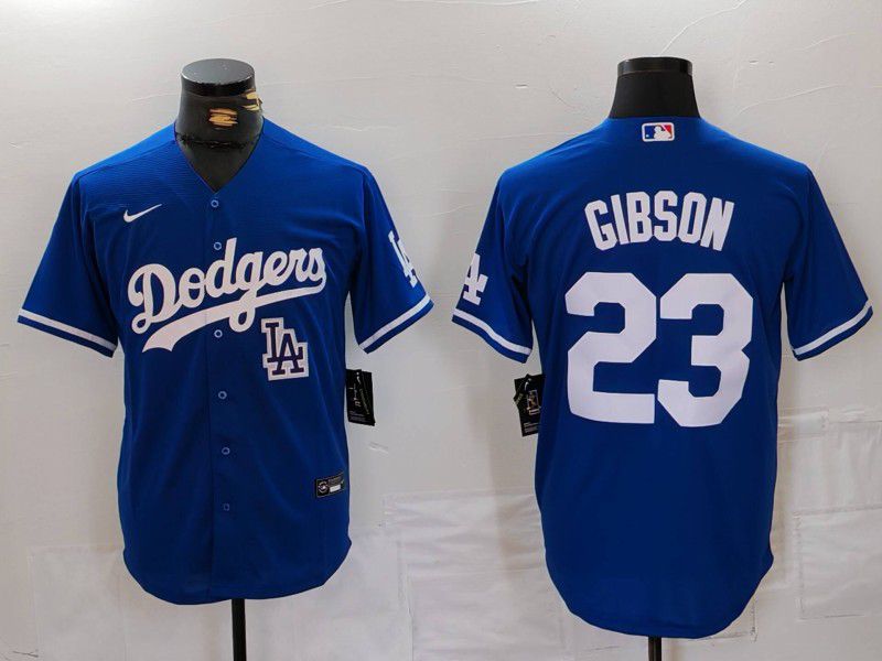 Men Los Angeles Dodgers #23 Gibson Blue Nike Game 2024 MLB Jersey style 5